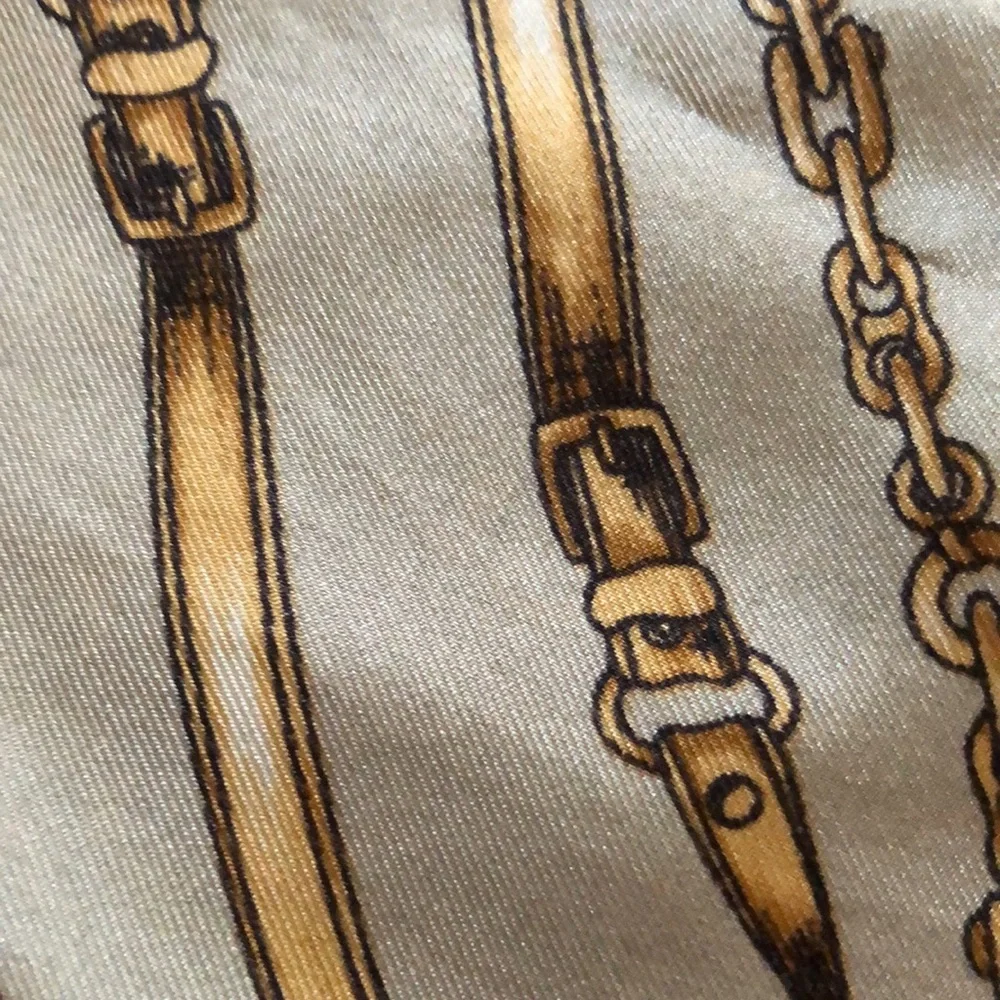 ADRIENNE LANDAU SILK CHAIN PRINT SCARF MULTICOLORED